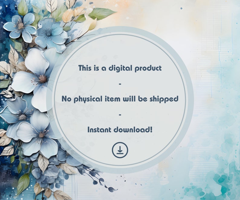 Blue Floral Printable Paper Digital Download Wedding Baby Etsy Blue Floral Printable Paper Digital Download Wedding Baby Etsy