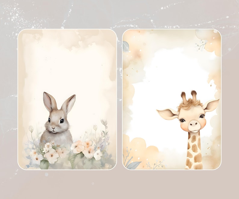 New Baby Neutral A4 15 Watercolour-Style Scrapbook Backgrounds Instant Download Baby Memories, Boy or Girl image 8
