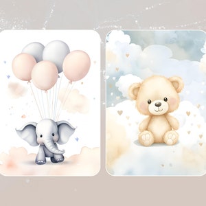 New Baby Neutral A4 15 Watercolour-Style Scrapbook Backgrounds Instant Download Baby Memories, Boy or Girl image 9