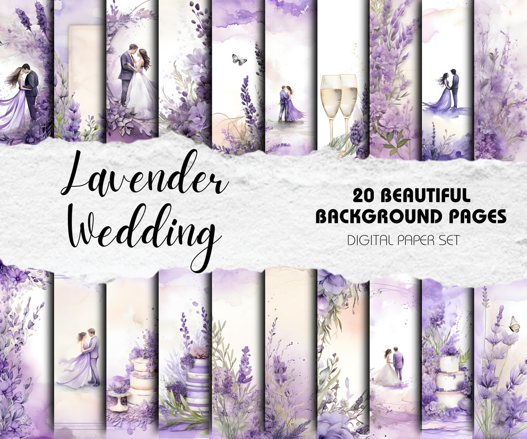 Wedding Scrapbook Kit Watercolour Floral Scrapbook Backgrounds Pack of