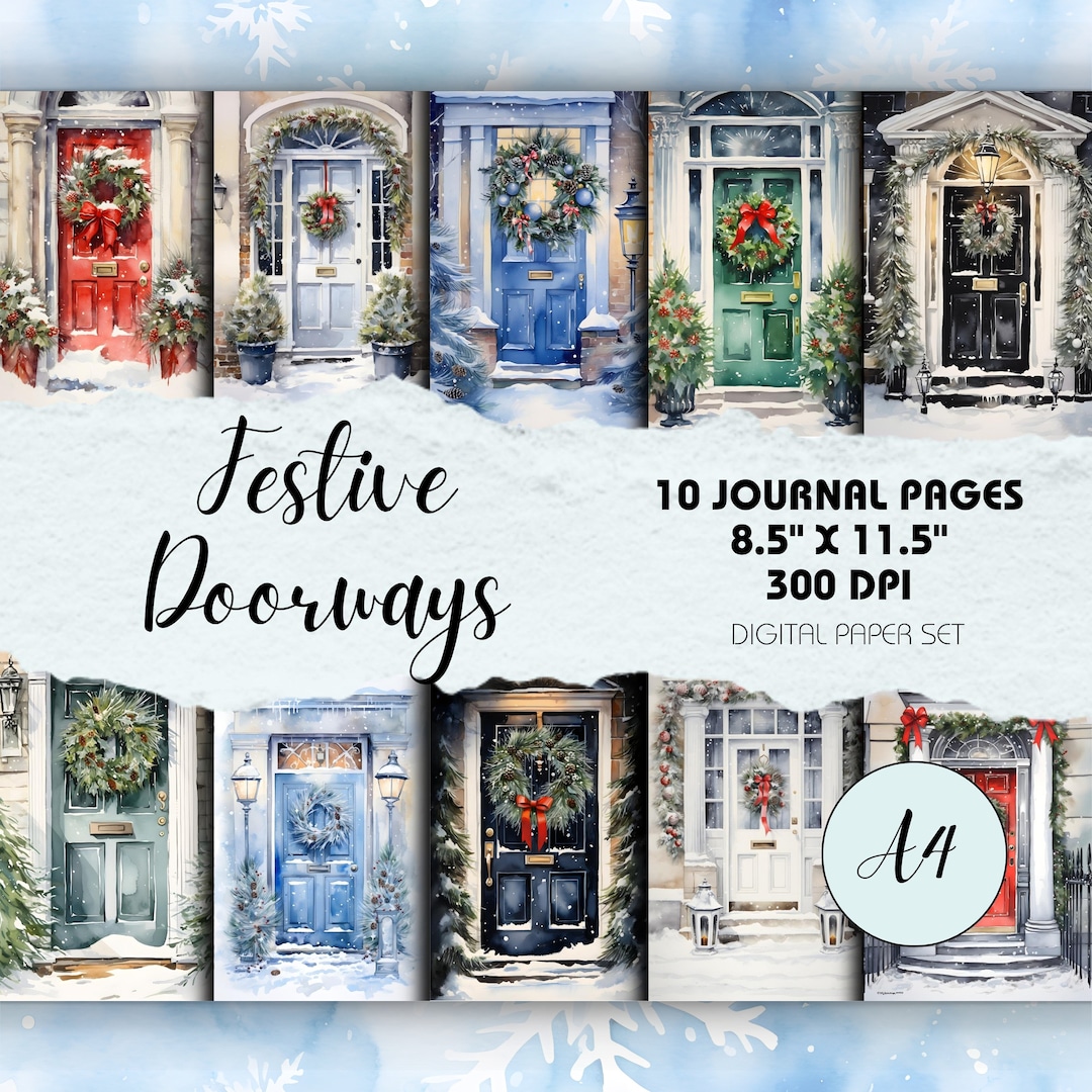 Festive Doorways 10 A4 Size Pages Instant Download Scrapbook Pages ...