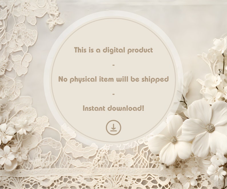 Elegant Ivory Lace and Floral Images 20x A4 Size Instant Download Perfect for Weddings, Baby Showers, Scrapbooking, Paper Crafts image 2