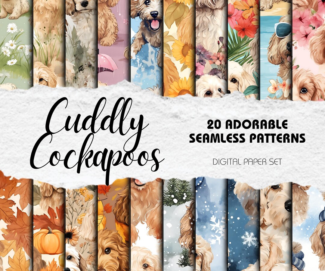 Cuddly Cockapoos Digital Paper Instant Download Digital Scrapbooking ...