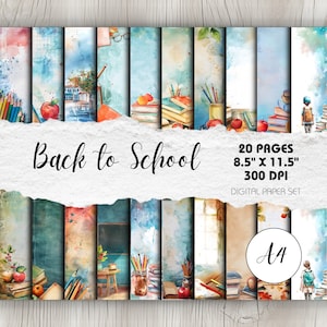 Back to School Pack - 20 Scrapbook-Seiten im A4-Format | Sofortdownload | Basteln, Journaling, Dekor, digitales Sammelalbum, Lehrer, Schüler