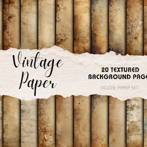 Papel Vintage - Pacote com 20 Páginas de Fundo Quadradas | Download Digital | Diário e Scrapbook Vintage Junk, Cartões Feitos à Mão, Papel para Camadas