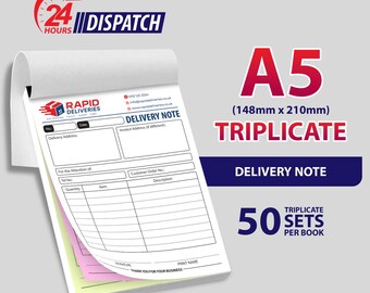 Personalised A5 Triplicate / Delivery Note / 50 Sets per Book
