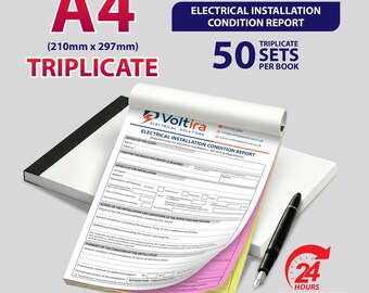 Personalised A4 Triplicate / Electrical Installation Condition Report / 50 Sets per Book