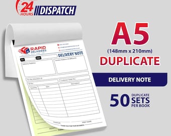 Personalised A5 Duplicate / Delivery Note / 50 Sets per Book