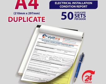 Personalised A4 Duplicate / Electrical Installation Condition Report / 50 Sets per Book