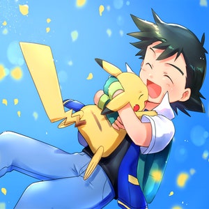 Superpôster anime invaders - pokémon - arte d - ash ketchum e