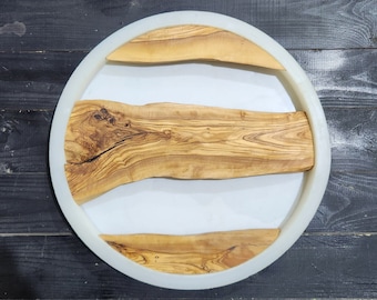 Olijfhouten platen, Olijfhout Perfect voor doe-het-zelf kunstwerken van epoxyhars, Rond levend randhout voor schimmel. Hout voor wandklokken en vleeswarenplanken