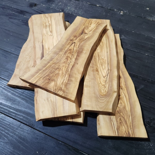 Losas de madera de olivo, madera de olivo perfecta para obras de arte de resina epoxi de bricolaje, madera de borde vivo para molde. Madera Para Tablas Y Bandejas De Charcutería De Resina Epoxi