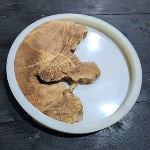 Olijfhouten platen, Olijfhout Perfect voor doe-het-zelf kunstwerken van epoxyhars, Rond levend randhout voor schimmel. Hout voor wandklokken en vleeswarenplanken afbeelding 4