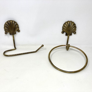 Home Asciugamano fatto a mano Grande conchiglia Porta rotolo carta igienica Stile ottone antico Ferro fatto a mano Grande conchiglia Design Bagno Cucina