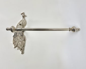 Toilet Roll Holder Bathroom Accessory Brass Silver Peacock Design