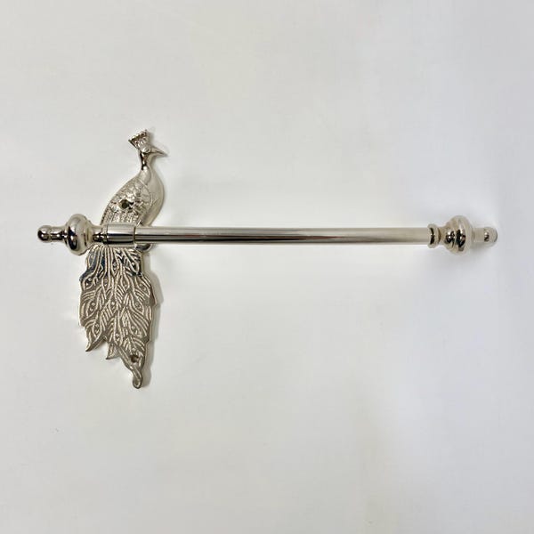 Portarrollos de papel higiénico Accesorio de baño Latón Plata Diseño de pavo real