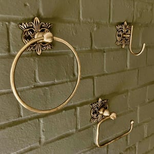 Porta rotolo di carta igienica in ottone fatto a mano, accessori da bagno vintage, gancio per accappatoio, porta carta igienica da bagno, anello per asciugamani, gancio da parete, decorazioni per il bagno