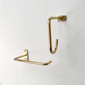 Porte-rouleau de papier toilette en laiton, crochet pour peignoir, crochet pour serviette, accessoires de salle de bain minimalistes, laiton poli laqué antique ou non laqué
