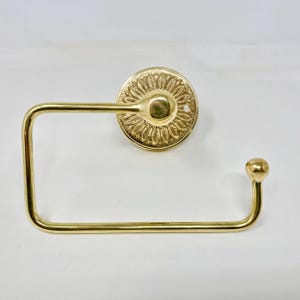 Porta rotolo di carta igienica in ottone con motivo girasole, porta carta igienica da bagno in ottone lucido non laccato, porta rotolo di carta igienica fatto a mano in ottone dorato massiccio patinato