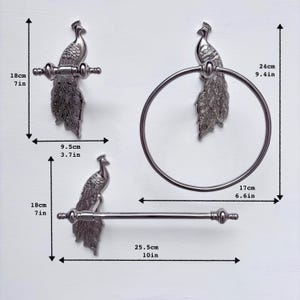 Set di accessori da bagno in ottone, porta carta igienica, anello portasciugamani, gancio a muro, porta rotolo, accessori da bagno PeacockSilver, laccato patinato