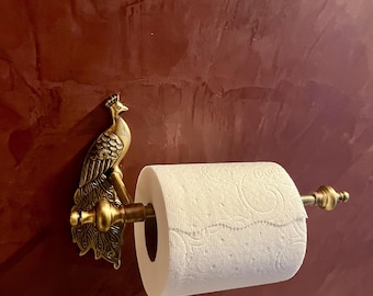 SLIGHT SECONDS Brass Peacock Toilet Roll Holder Bathroom Antique