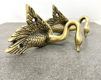 Robe or Curtain Tie Back Antique Brass Swan
