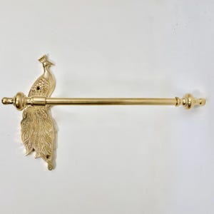 Porta rotolo di carta igienica da bagno in ottone, porta carta igienica a forma di pavone, in ottone lucido non laccato, fatto a mano, porta rotolo di carta igienica in ottone massiccio dorato patinato