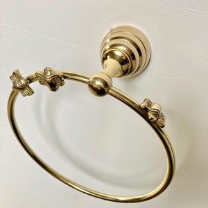 SLIGHT SECONDS - Gold Brass Bee Bathroom Towel Ring | Handmade | New Home Gift | Renovation | Upcycle | Present | Toilet | Washroom