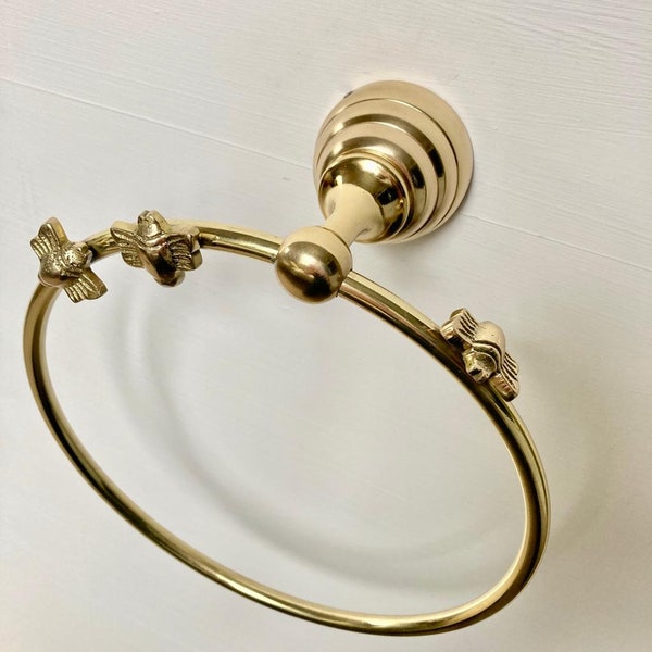 Gold Brass Bee Bathroom Towel Ring | Handmade | New Home Gift | Renovation | Upcycle | Present | Toilet | Washroom | Shower | Christmas