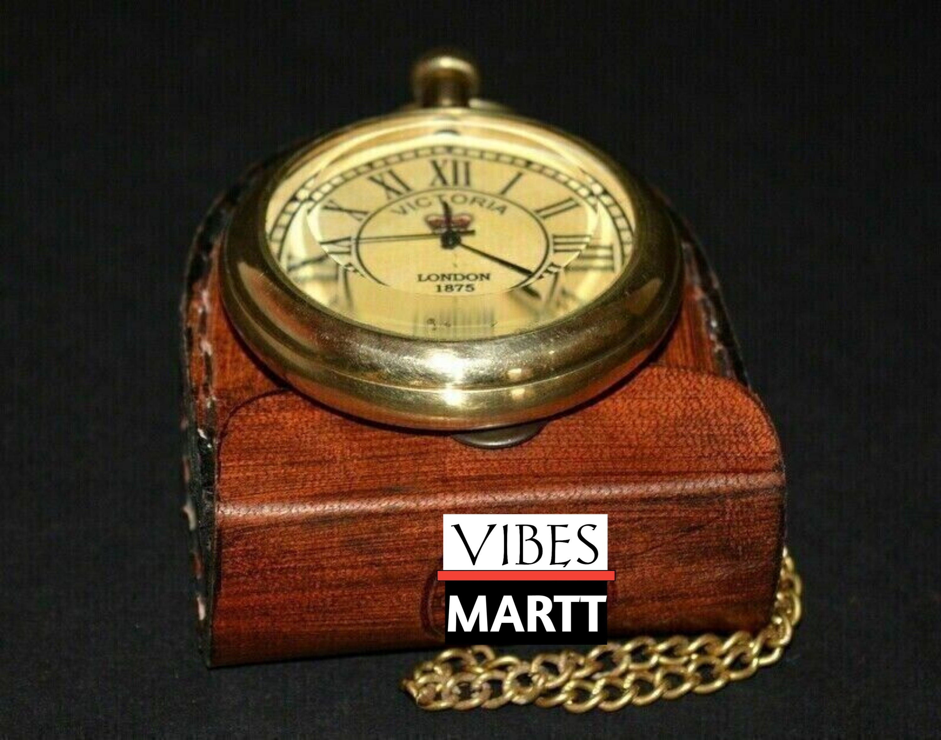 2 Victoria Brass Pocket Watch Chain With Fully Leather Made Etsy