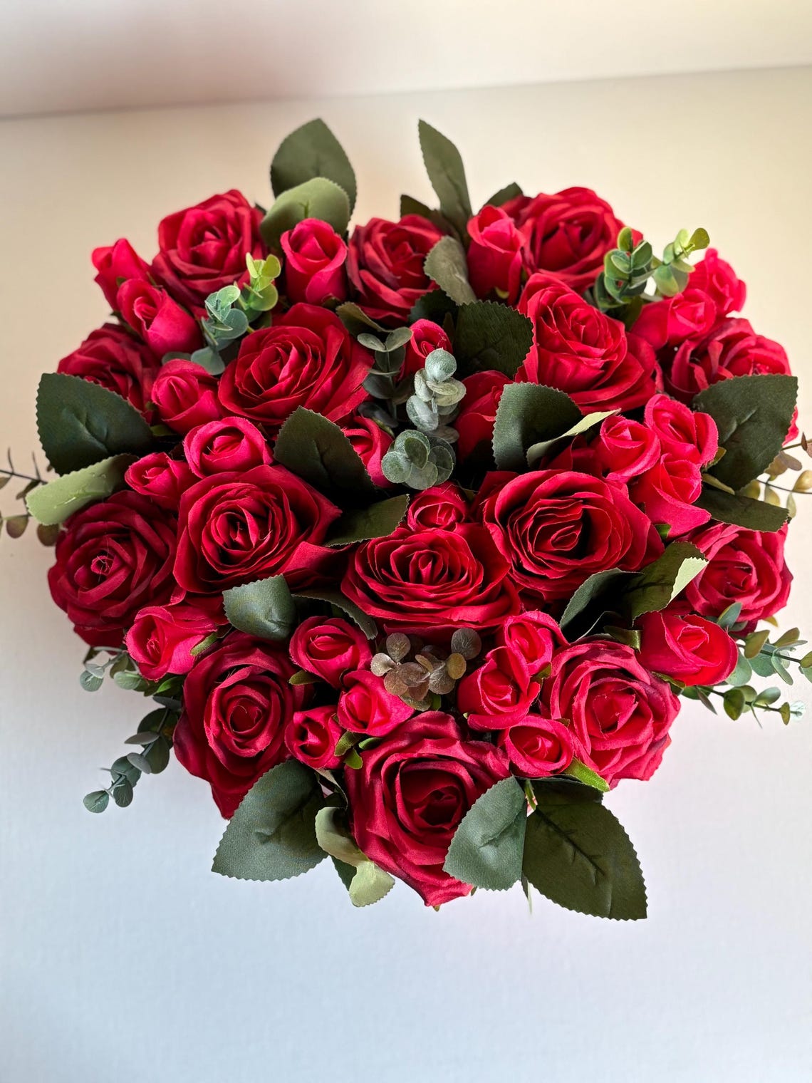 Red Rose Heart Hatbox: Artificial Silk Flower Bouquet - Etsy