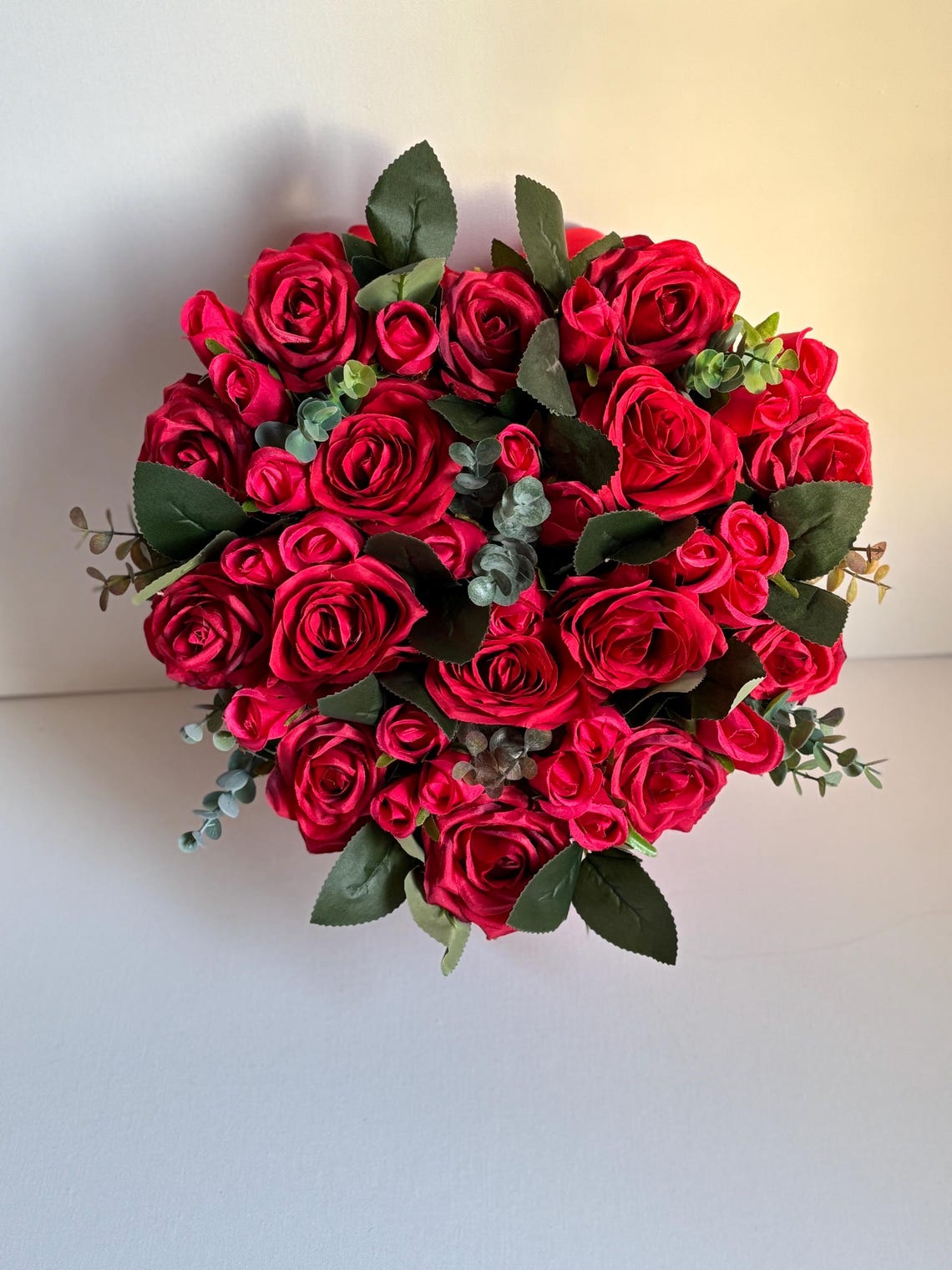 Red Rose Heart Hatbox: Artificial Silk Flower Bouquet - Etsy