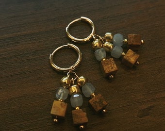 Jasper & Moonstone Dangle Gem Earrings