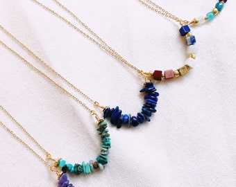 NEW: The Bow Necklaces - Multi-Gem Bow, Frozen Bow, Blue Lapis Lazuli, Turquoise Chrysocolla and Purple Lepidolite