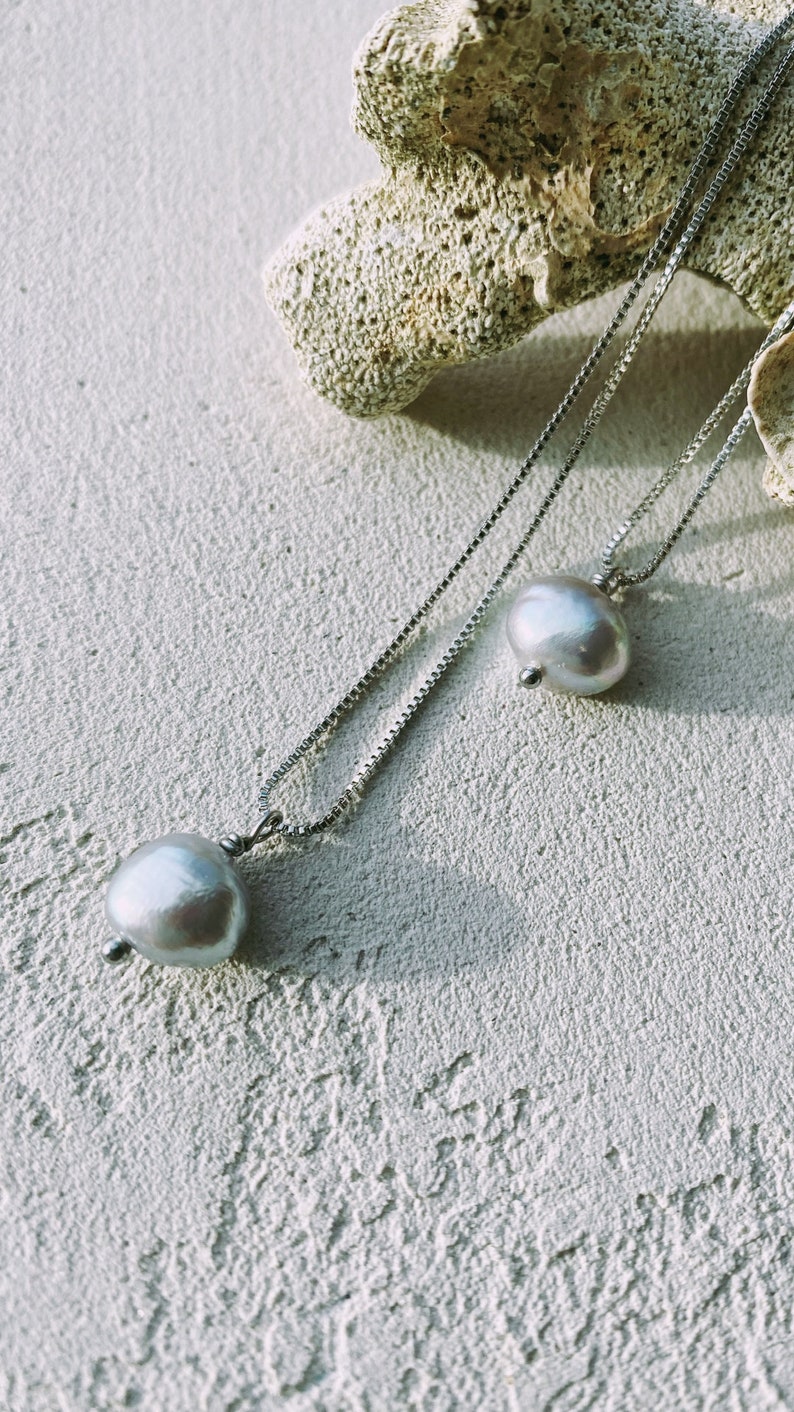 Pearl Pendant Necklace in Round or Nugget image 2