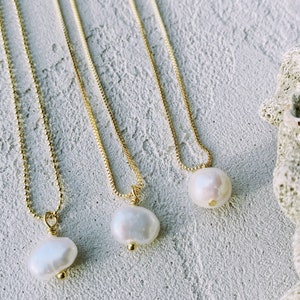 Pearl Pendant Necklace in Round or Nugget image 1