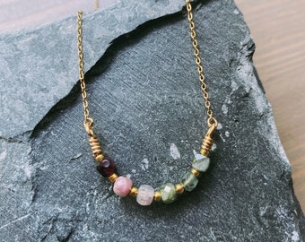 Faceted Rainbow Tourmaline Necklace