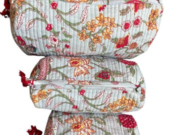 Trousse de toilette, trousse voyage, trousse à maquillage, pochette en coton