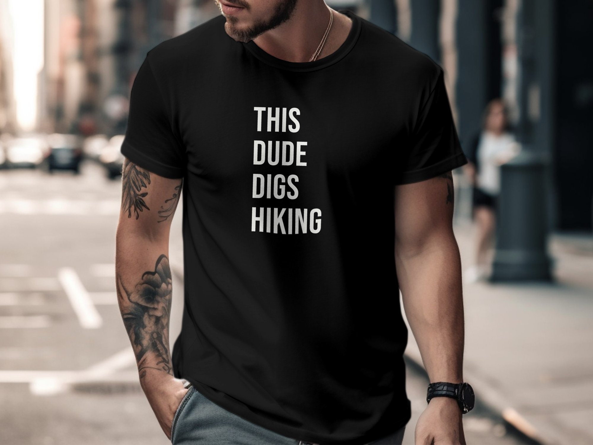 This Dude Digs Hiking, Hiking Shirt for Men, Hiking Sweatshirt