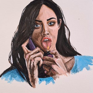 Megan Fox origineel schilderij acryl schilderij Jennifer's lichaam portret schilderij moderne muur kunst film schilderij muur decor