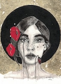 poppy woman original watercolor product logo