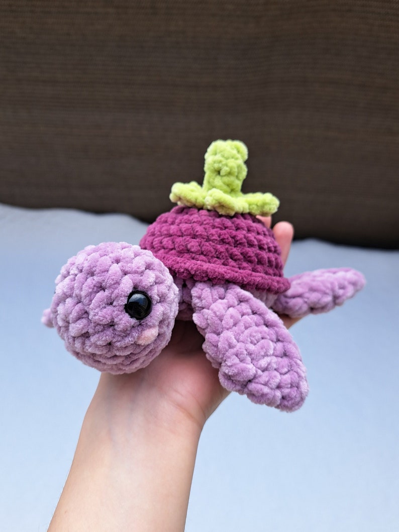 Crochet Eggplant Turtle Handmade plush toy image 1