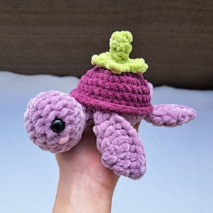 Crochet Eggplant Turtle Handmade plush toy image 2