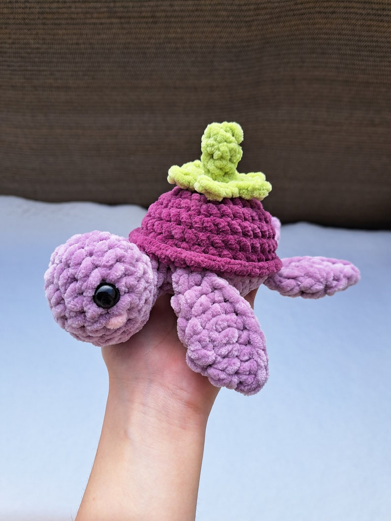Crochet Eggplant Turtle Handmade plush toy image 2
