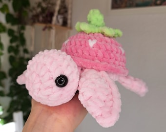 Crochet Strawberry Turtle - Handmade Plush Toy