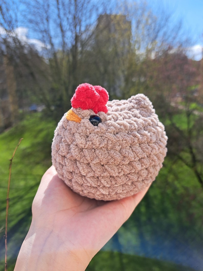 Crocheted chicken handmade plush toy Taupe