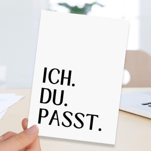 Liebeskarte "Ich. Du. Passt." in DIN A6 | Valentinstag Karte Valentinskarte | Ich liebe dich Karte, Geschenk Freundin