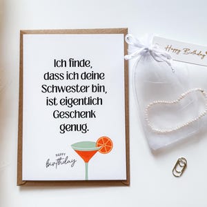 Geburtstagskarte A6 SCHWESTER (Postkarte) | Geschenk für Schwester mit Perlen Süßwasserperlen Schmuck Armband |  auch mit Umschlag