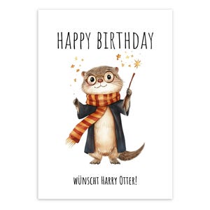 Geburtstagskarten Happy Birthday "Harry Otter" A6 (Postkarte) | Glückwunschkarte, Geburtstag