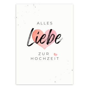 Glückwunschkarte Hochzeit | Glückwunschkarte zur Hochzeit | Hochzeitskarte mit Herz in A6 (Postkarte) auch mit Umschlag